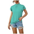 thumbnail image 2 of Fiudx Camisas de Mujer Blusa de Manga Corta con Volantes Sólidos, Informal, Cómoda Ya La Moda para Mujer, 2 of 4