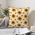 thumbnail image 6 of Fotbe Sunflowers And Bee Pattern Velvet Decorative Throw Pillow Covers with Elegant Piping, Soft Plush Cushion Cover for Sofa, Bed, Car, Office-16"x16", 6 of 8