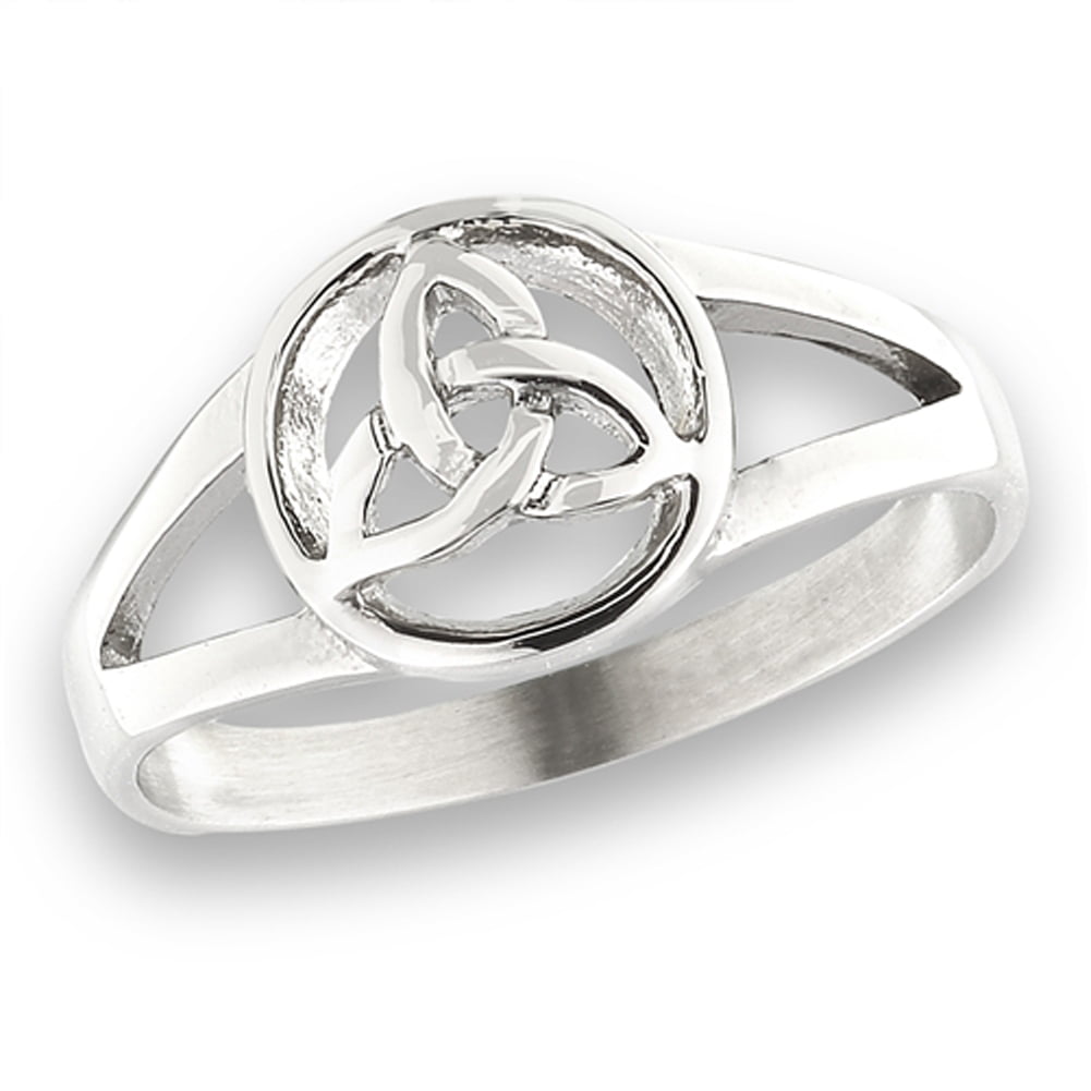 Stainless Steel Trinity Knot Ring Med 