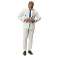 thumbnail image 3 of Slim Fit Double Breasted 2 Button Peak Lapel Chalk Grey Plaid Men's Suit 46 Long, 3 of 9
