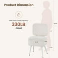 thumbnail image 2 of Vanity Stool Chair with Storage and Folding Back, Small Faux Fur Soft Ottoman, 4 Metal Legs with Anti-Slip Feet, Modern Multifunctional Chairs for Makeup, Bedroom White (White), 2 of 7