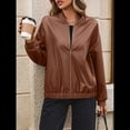 thumbnail image 4 of Chaqueta Informal de Sintético para Motocicleta, de Corta y Larga, para Mujer Marrón XL, 4 of 9