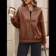 thumbnail image 4 of Chaqueta Informal de Sintético para Motocicleta, de Corta y Larga, para Mujer Marrón XL, 4 of 9