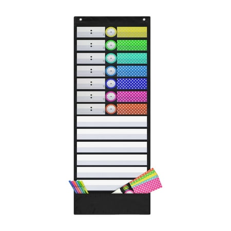 Heavy Duty Schedule Pocket Chart with Cards File Organizer for Indoor Home