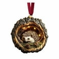 thumbnail image 2 of 1PC Woodland Hedgehog Tree Hole Christmas Ornament, Rustic 2D Acrylic Hanging Decor for Tree, Farmhouse Home, and Holiday Party Accents, 2 of 6