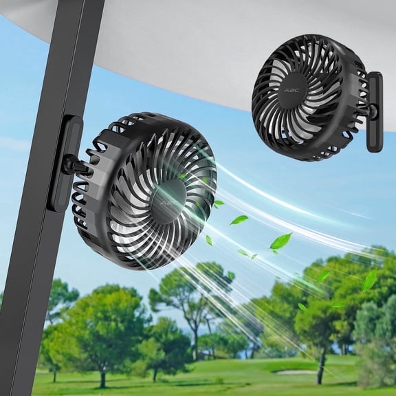 A2C Portable Fan, Rechargeable Magnetic Base Battery Operated 3-Speed Strong Airflow, Mini Desk Fan, Golf Cart, Forklift, Camping, Gym, Outdoor, Black