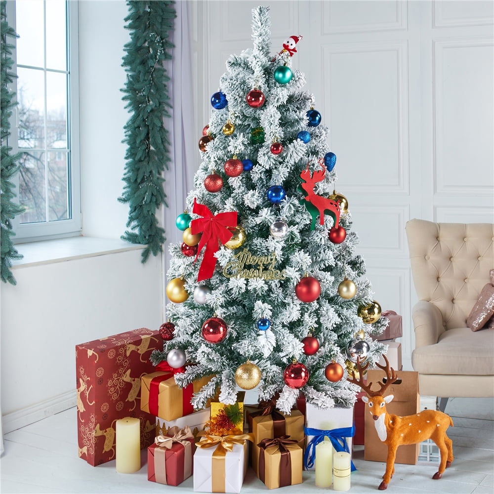 Alden Design 4.5 Ft Foldable Christmas Tree with Foldable Stand , Frosted White