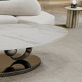thumbnail image 5 of 49-Inch Oval Faux Marble Coffee Table with Gold Stainless Steel Base - Stylish Centerpiece for Living Room（Grey), 5 of 8