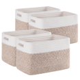thumbnail image 1 of Paquete de 4 cestas de almacenamiento tejidas SIXDOVE para organizar, color marrón y blanco, 1 of 7
