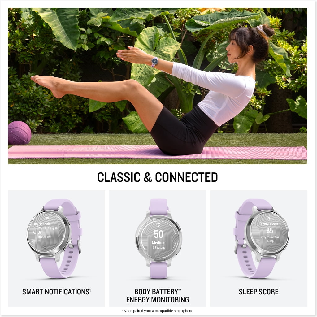 Garmin Lily 2 Small and Stylish Smartwatch Cream Gold with Coconut New (010-02839-00) Earbud Bundle