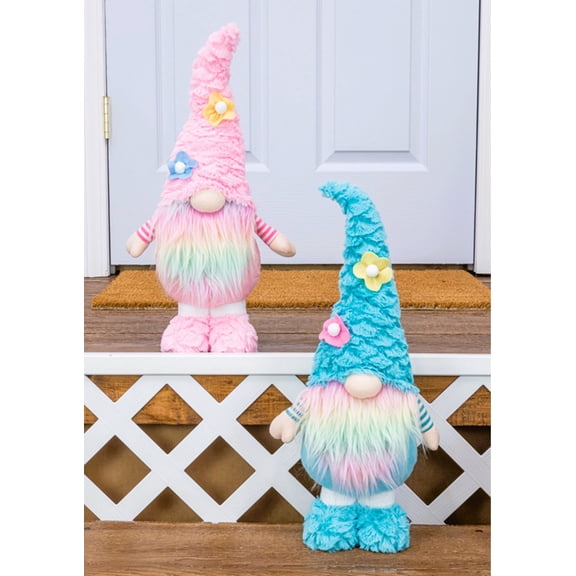 Set of 2- Spring Rainbow Gnome Standers