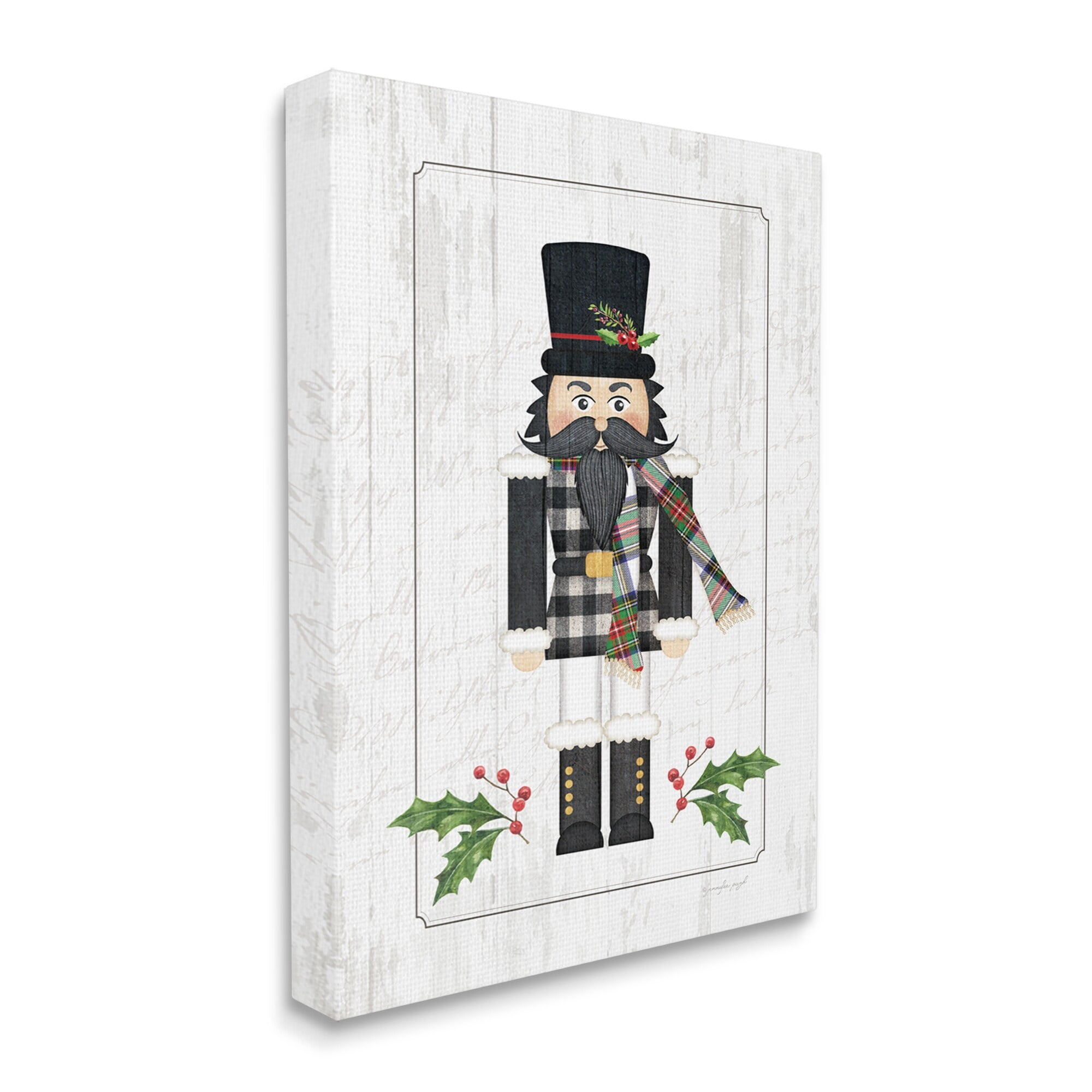 Stupell Industries Christmas Holly Nutcracker Winter Plaid Coat, 24 x 30,Design by Jennifer Pugh