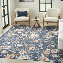 Nourison Nourison Washables Floral Navy Multicolor 8' x 10' Area Rug (8x10)