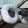 thumbnail image 5 of Bueautybox 3Pcs Warm Faux Fur Steering Wheel Hand Brake Gear Cover Auto Interior Accessory, 5 of 7