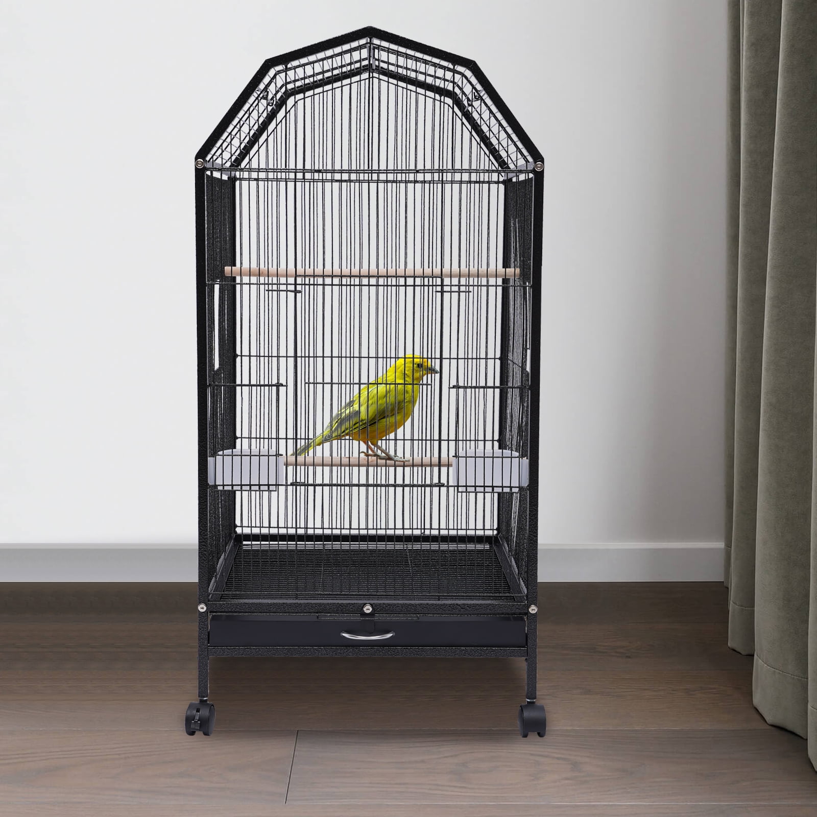 Miumaeov Parakeet Bird Cage with Stand Metal Pet Bird Flight Cages Large Finch Bird Cage for