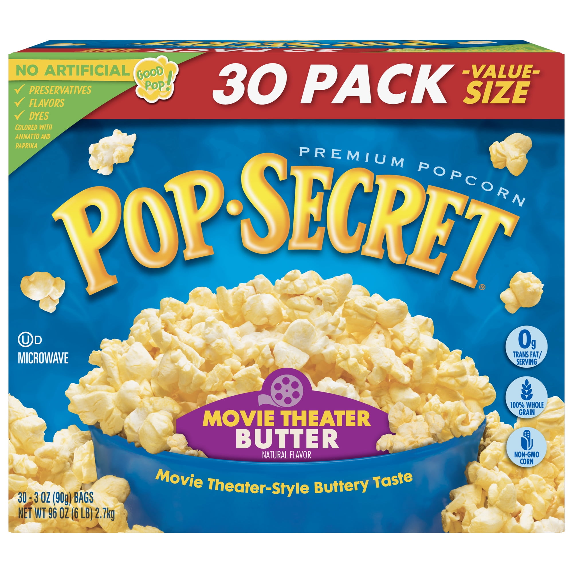 Pop Secret Microwave Popcorn, Movie Theater Butter, 3 Oz, 30 Ct