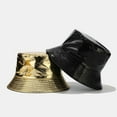 thumbnail image 5 of HLSOHJP Patent Leather Bucket Hat Fisherman Hat for Women Men Sun Hat Foldable Reversible Bucket Hat Summer Beach Hat, 5 of 7