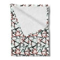 thumbnail image 2 of Grunge Soft Flannel Fleece Throw Blanket, Abstract Triangles with Vintage Inspirations Paint Illustration, Cozy Plush for Indoor and Outdoor Use, 70" x 90", Mint Green Vermilion, by Ambesonne, 2 of 5