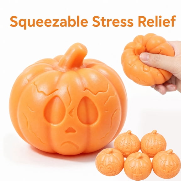 Halloween Pumpkin Crunch Squishy Toy, Random Style Tpra Squeeze Toy With Crackling Sound, Sensory Fidget For Party Favors And Gifts