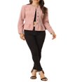 thumbnail image 2 of Allegra K Women‘s Round Neck Button Down Ruffled Hem Cropped Washed Denim Jacket, 2 of 5