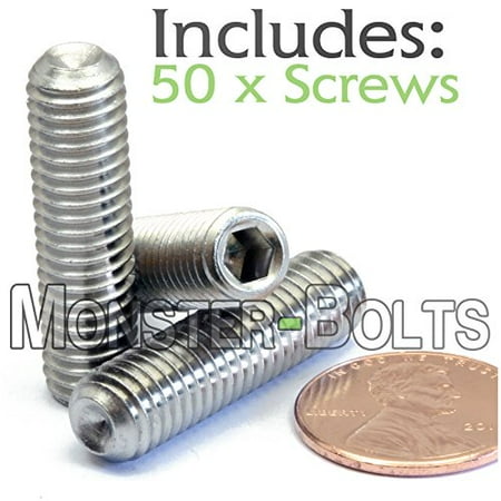 - (50) M8-1.25 x 30mm - Stainless Steel Socket Set Screws w Cup Point A2-70/18-8 DIN 916 - MonsterBolts (50, M8 x 30mm)