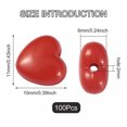 thumbnail image 3 of U8MO 100pcs Opaque Acrylic 3D Heart Beads Red Valentines Loose Spacers Smooth 10x11mm, 3 of 9