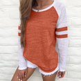 thumbnail image 3 of KBZDBZC Womens T Shirts Ladies' Paneled Contrasting Striped Round Neck Color Matching Long Sleeve T Shirt Top Blouse T Shirt for Women Womens Shirts (orange,XXXXXL), 3 of 5