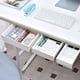 thumbnail image 1 of Organizador adhesivo bajo cajones del escritorio - blanco, bandeja deslizable de 33x23,5x7,5cm para teléfono, bolígrafos, suministros • Gran capacidad de almacenamiento oculto • Fácil instalación de, 1 of 6