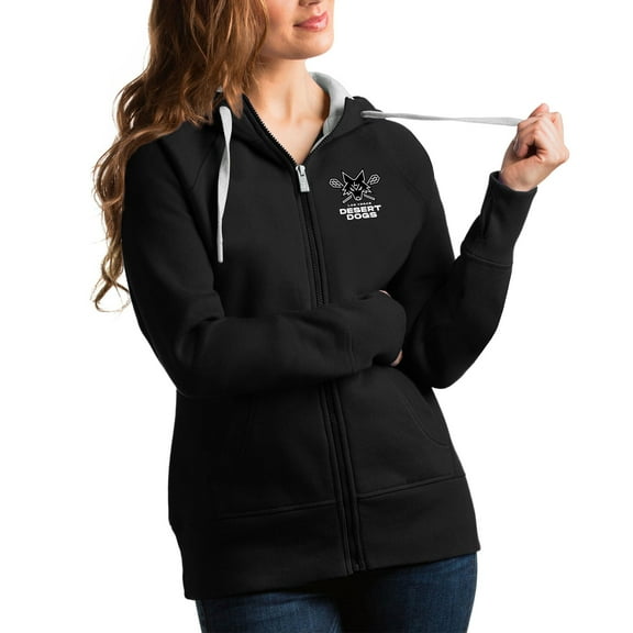 Women's Antigua Black Las Vegas Desert Dogs Victory Full-Zip Hoodie