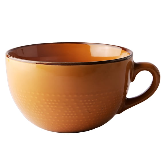 ACDANC Large Coffee Mug,Yellow-Brown Edging Soup Bowls with Handles,Salad Bowl Tea Cups,Regular Model,700Ml