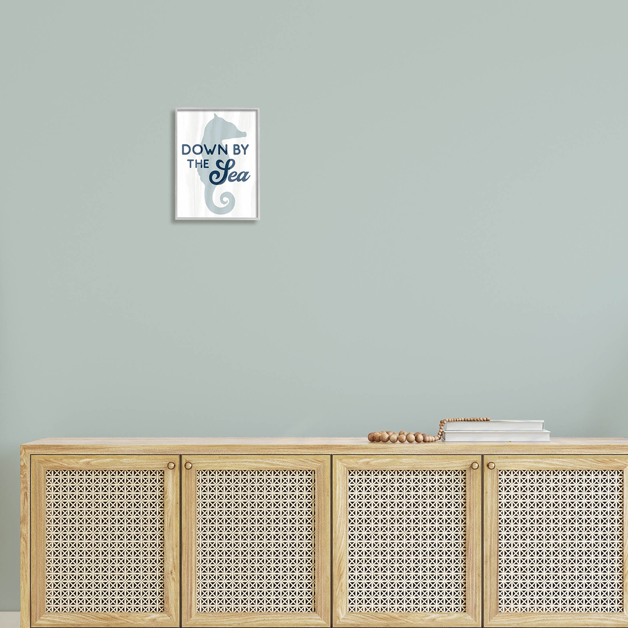 Stupell Industries Down By The Sea Seahorse Graphic Art Gray Framed Art Print Wall Art, Design by Lil' Rue