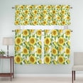 thumbnail image 5 of Summer Sunflower Curtain Valances Set Watercolor Flower Leaf Yellow Floral Kitchen Curtains 36&nbsp;inch Length Rod Pocket Valance and Tiers 3 Piece Set Small Bedroom Bathroom Laundry Decor, 5 of 9
