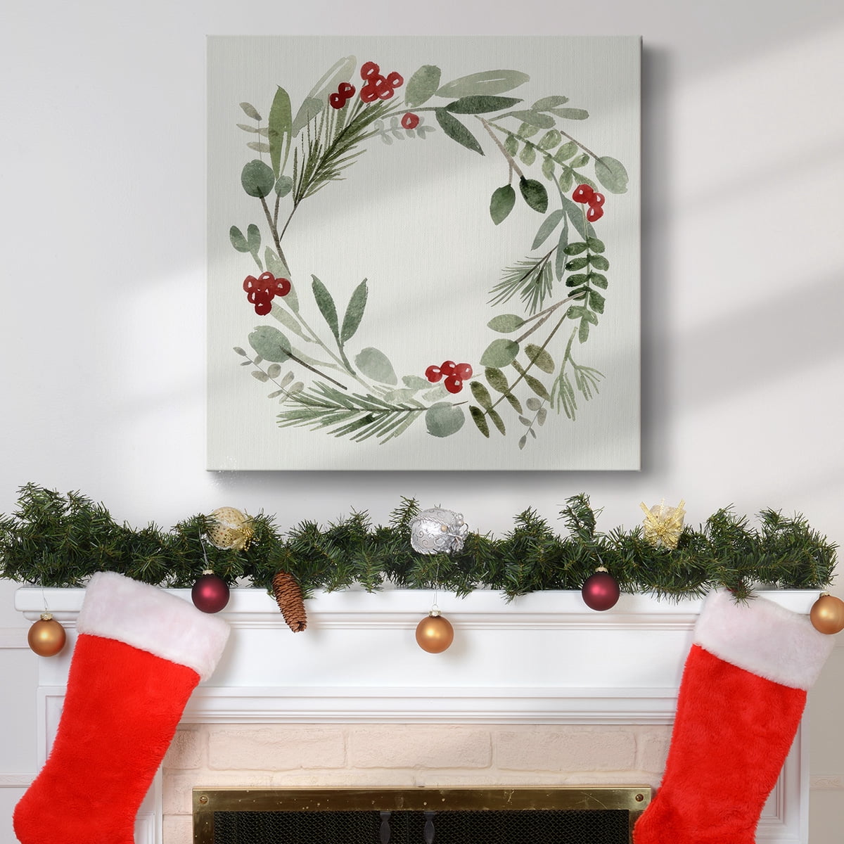 Holly Wreath I- Gallery Wrapped Canvas