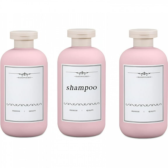 ACDANC Travel Shampoo Bottle,Empty Plastic Squeeze Bottles 10Oz with Flip Cap,Lotion Container for Toiletries Travel Size Shampoo and Conditioner (3 Pack Pink)