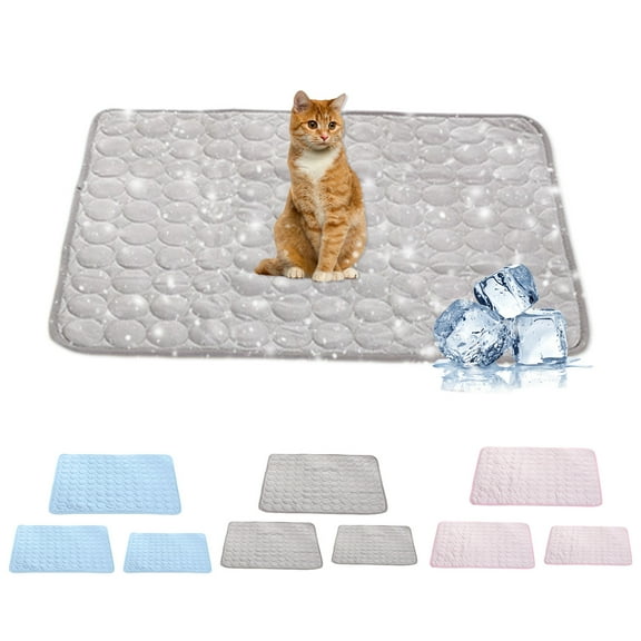COM1950s Dog Cooling Mat,Washable Dogs Cats Pet Non-Toxic Cooling Pads Summer Sleeping Kennel Mats,Pet Self Cool Ice Blanket for Indoor & Outdoor Dog Beach Essentials Light Gray Medium,20X24In