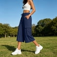 thumbnail image 6 of BUIGTTKLOP Womens Capri Pants Baggy Cargo Wide Leg Cropped Sweatpants Drawstring Casual Jogger with Pockets, 6 of 8