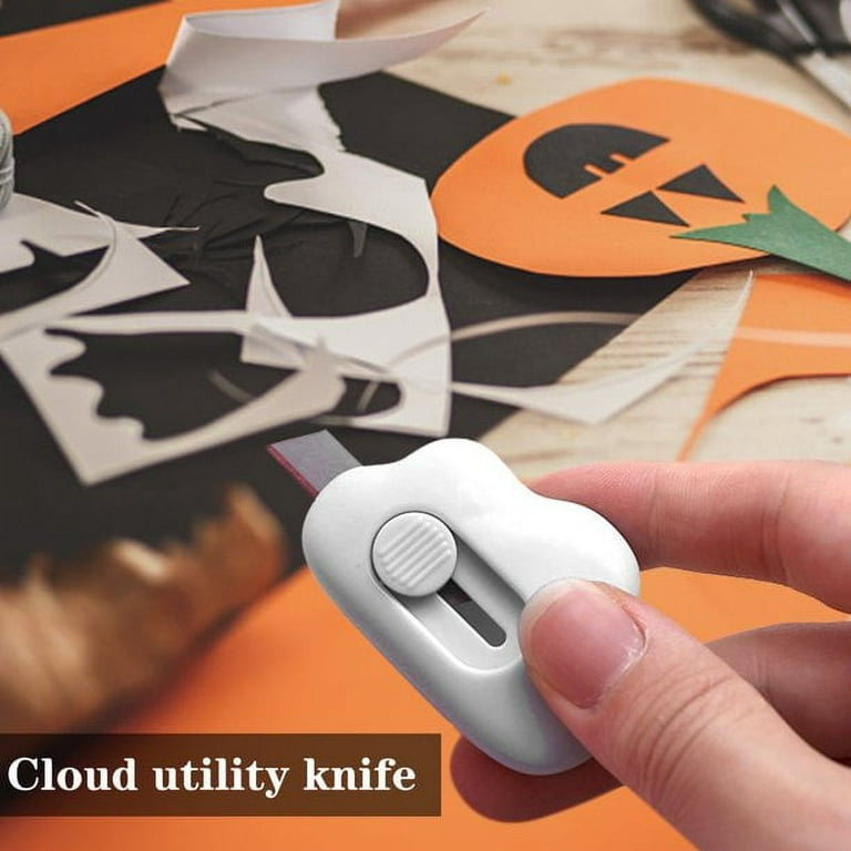 1 Pc Mini Cloud Utility Knife Box Cutter Retractable Letter Opener Paper  Envelope Slitting Paper Box Portable Cutter With Key Chain Hole, Beige
