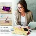 thumbnail image 6 of for iPhone X/XS Leather Phone Case Wallet Gilding Bronzing Rose Flower Butterfly Folio Flip Cover Kickstand, RFID Blocking Card Holder Cash Slot, Magnetic Clasp, Wrist Strap, 6 of 8