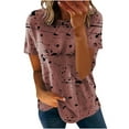 thumbnail image 2 of Bowake Hauts à Manches Courtes pour les Femmes à la Mode Col Rond Imprimé Tee Shirts Casual Robe d'Été en Vrac Tee Tops Blouse, 2 of 6