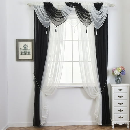 1pcs Voile Curtains Solid Sheer Curtain Scarf Drapes Rod Pocket