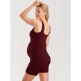 thumbnail image 3 of Delimira Women' s Maternity Bodysuit Sleeveless Shorts Jumpsuit Square Neck Tank Top for Pregnancy, 3 of 5