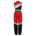 thumbnail image 3 of TiaoBug Kids Girls Jazz Hip Hop Street Dancing Outfit Sleeveless Sequin Crop Top with Dance Pants Set Red 8, 3 of 7