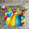 thumbnail image 3 of Ambesonne Rainbow Quilted Bedspread Set 3 Pcs, Balloons Ribbons Wavy, Queen Size, Multicolor, 3 of 3