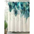 thumbnail image 3 of Teal Feather Bathroom Curtain 78 Inch Shower Curtain with Hooks, Farmhouse Feather Art Teal Ombre Waterproof Polyester Bath Curtain Washable Bathtub Curtain 54''x 78'', 3 of 6