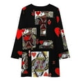thumbnail image 3 of BLACK COLOR CASINO SUITES HEARTS PATTERNS Loose Dress Evening Dress Summer Dresses for Women Luxury Dress Long Sleeved Dress, 3 of 4
