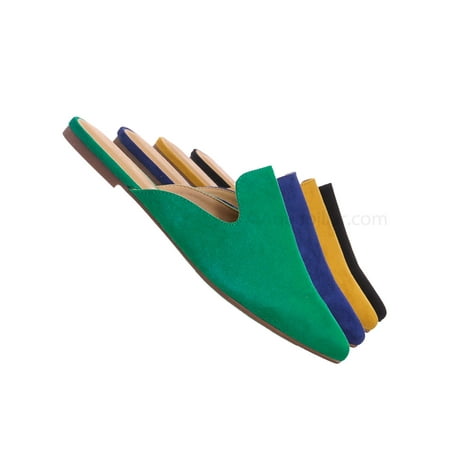 Mules Slippers Design by City Classified, Pointed Toe Flat Mule - Women Dressy Slip On Backless Loafer Slipper ()