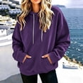 thumbnail image 7 of AKOEE Womens Oversized Hoodie with Pockets Plain Hooded Sweatshirts Casual Drawstring Long Sleeve Pullovers (XL, Purple), 7 of 7