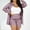 Purple, variant on ZZwxWA Womens Two Piece Outfits Summer Casual Striped Button Down Shirt and High Waisted Shorts Lounge Matching Sets