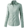 thumbnail image 2 of Doublju Women's Basic Long Sleeve Cotton Button Down Collared Shirt, 2 of 5