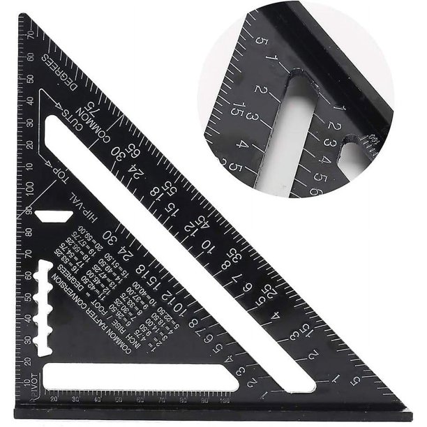 Transportador de regla de ángulo métrico cuadrado triangular de 7 pulgadas 185x185x260 mm Cuadrado de velocidad Aleación de aluminio Escuadra de carpintero Escuadra de carpintero de precisión Multi A